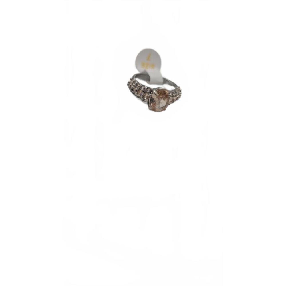 Elegant Oval-Cut Gemstone Ring with Rhinestone Accents Size 7 - Picture 2 of 9